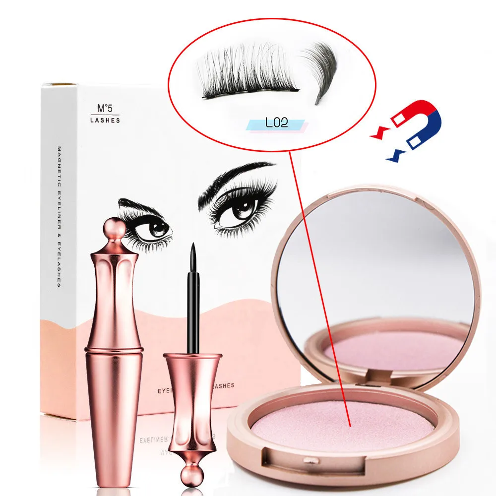 L02 Liquid Magnetic Eyeliner Set And Magnetic False Eyelashes Tweezer Magnetic Eyeliner Waterproof Long Lasting Eyeliner Eyelashes - Цвет: L02