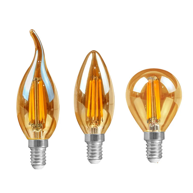 

Dimmable E14 LED Candle Bulb Bombilla Retro Edison tawny glass lamp 4W LED Filament Light 220V Warm white Chandelier Home Bar