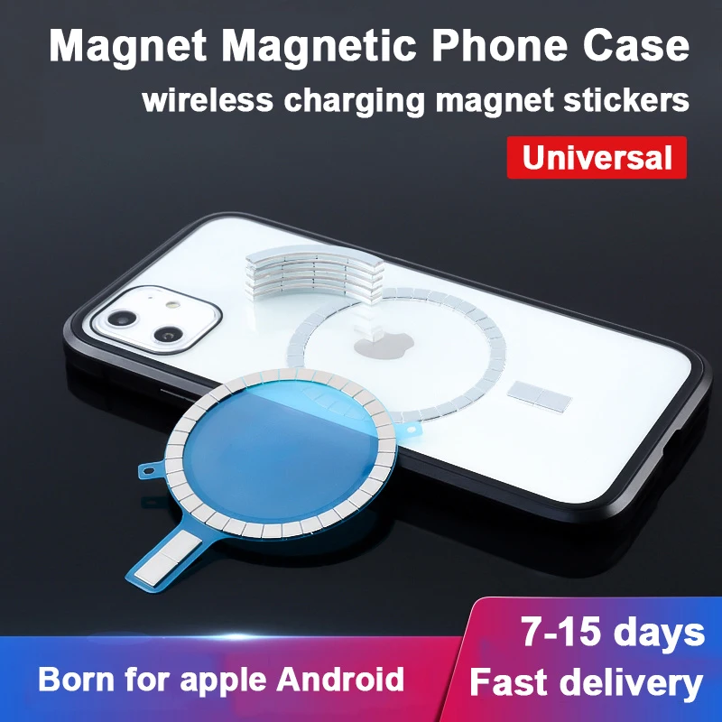 

Universal Magnetic Back Sticker Support Wireless Charging Phone Case For Apple iPhon 12 Huawei Samsung Xiaomi Strong Magnet Case