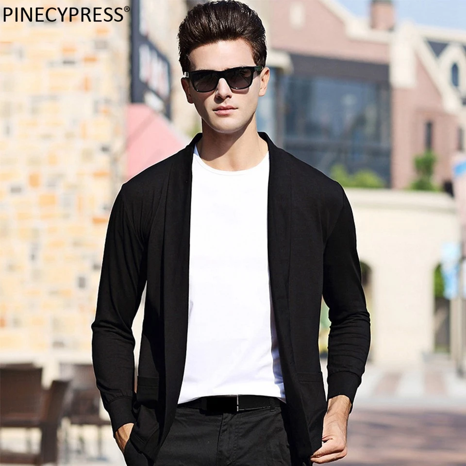 Мужской кардиган 95% хлопок + 5% спандекс противоскользящий однотонный с длинным рукавом черный красный серый