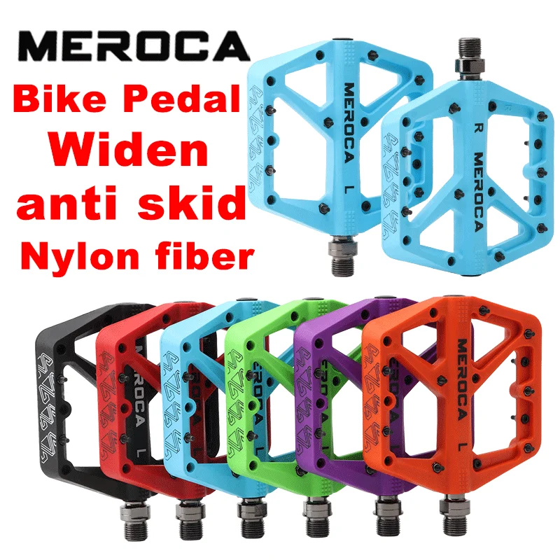 MEROCA Mountain Bike Pedal Nylon Fiber 9/16 Inch Widened Non-slip New 2021 Platform bicycle Accessories | Спорт и развлечения