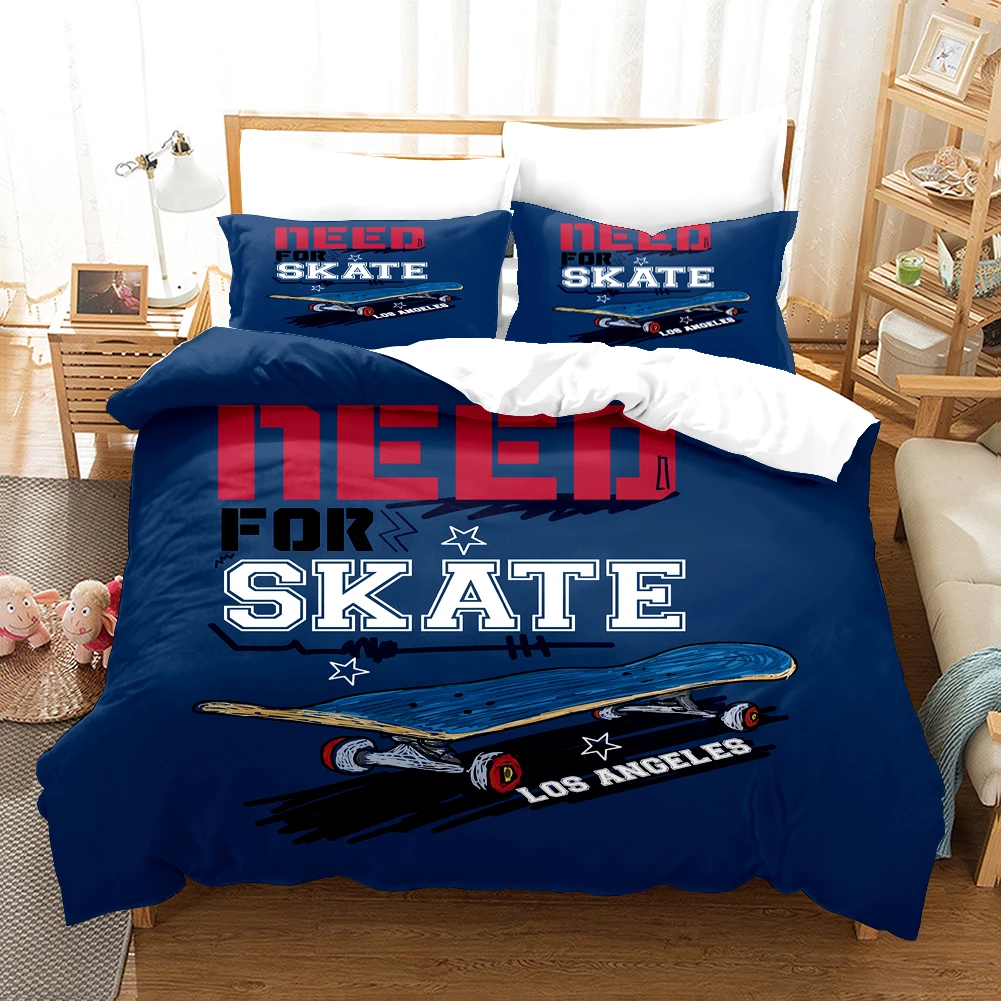 

3D Printing Skateboard Pattern Bedding Set Design Black Duvet Cover With Pillowcase For Boys Kid Quilt Cover Child Blanket Cover