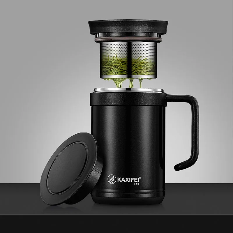 Термос чайная кружка чашка для заварки чая Термокружка с ручкой Из Нержавеющей