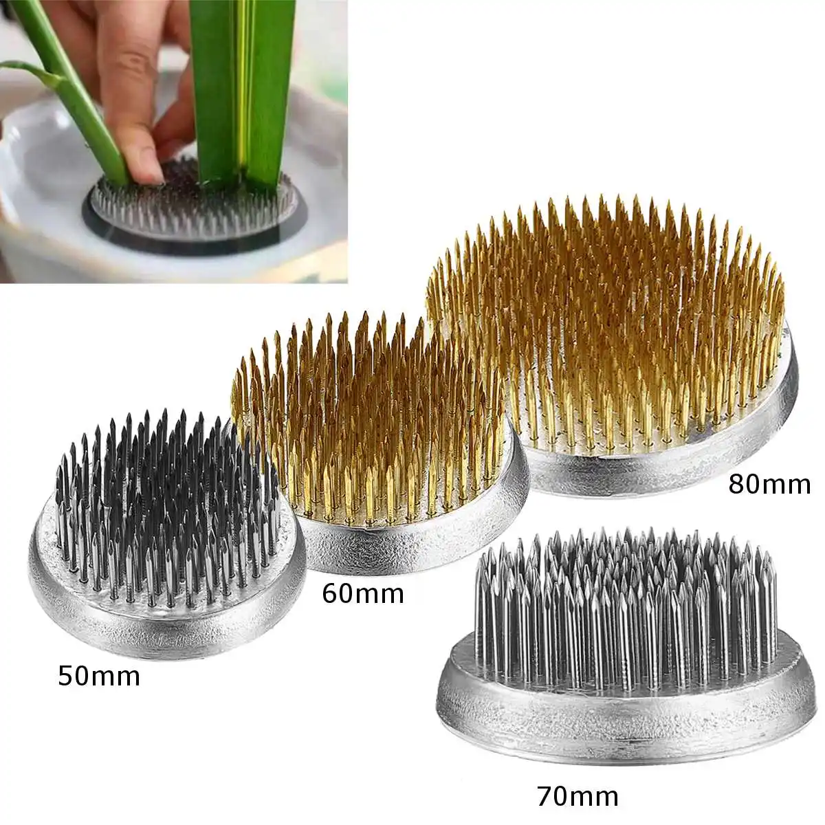 

4 Sizes Large Ikebana Kenzan Flower Frog Floristry Round Pin Rubber Base Holder Floral Decor Pot