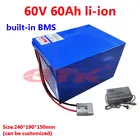 ГТК 60V 60ah литий-ионный Батарея с BMS для 2500 Вт 4000 Вт Электрический трехколесный скутер мотоцикла + 10A зарядное устройство