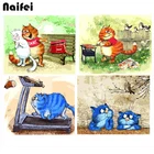 Полная Алмазная вышивка с животными, полная алмазная живопись, вышивка крестиком, алмазная живопись сделай сам, квадратные алмазы с кошкой