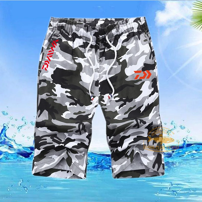

Мужские летние шорты для рыбалки Daiwa, уличные походные спортивные дышащие тонкие хлопковые пятиконечные брюки, камуфляжные пляжные шорты