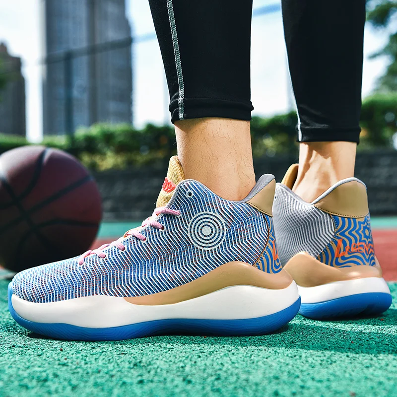 Beli Sneakers Olahraga Pria Sepatu Basket Sepatu Bot Pergelangan Kaki Pelatih Olahraga Warna Sepatu Basket High Top Sneakers Olahraga Jala Sejuk