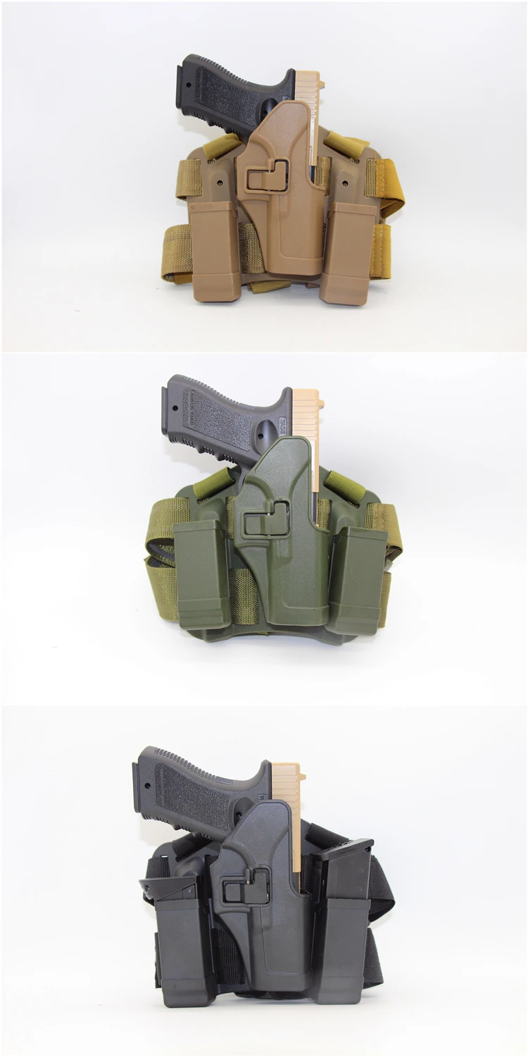 CQC Glock 17 ножная кобура тактическая CS игры на открытом воздухе Быстрый ничья кобура w/подсумок для Glock 17 19 22 23 31 32