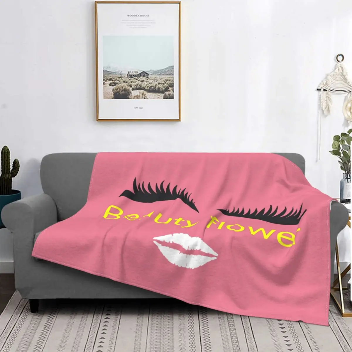 

Cute Eyelash Blankets Fleece Printed Modern Stylish Multi-function Warm Throw Blankets for Home Outdoor Bedding Throws