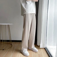 summer wide leg pants mens fashion black khaki casual pants men streetwear korean loose straight suit pants mens dress pants
