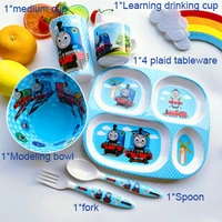 thomas childrens tableware cutlery set four piece childrens learning drinking cups 4 plaid cutlery cartoon spoon shape bowl