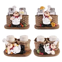 premium salt and pepper seasoning shakers sets holding cake french chef sculpture decoration for diningtablekitchen gadget