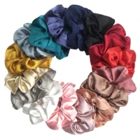 scrunchies set hair accessories elastic bands ponytail holder ties rope satin chiffon women girls 106pcspack print solid gift
