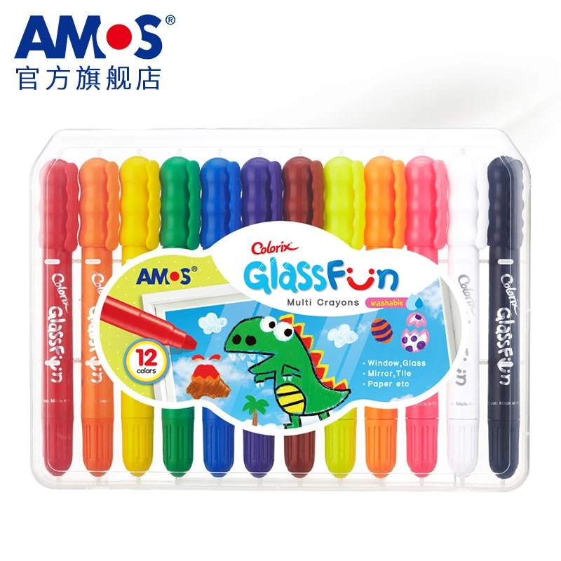 Забавный стеклянный набор цветных мелков AMOS GF6PC легкий в очистке безопасный и