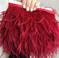10 15cm burgundy red ostrich feather trim wholesale 510meter plume fringe for wedding clothing dress decoration sewing crafts