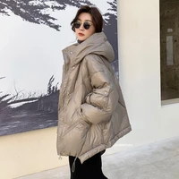 2021 winter new womens down jacket hooded parkas down coat solid color short jacket ladies casual warm outwear
