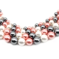 pink white black shell pearls beads natural shell round spacer loose beads for jewelry making diy earrings bracelet 15