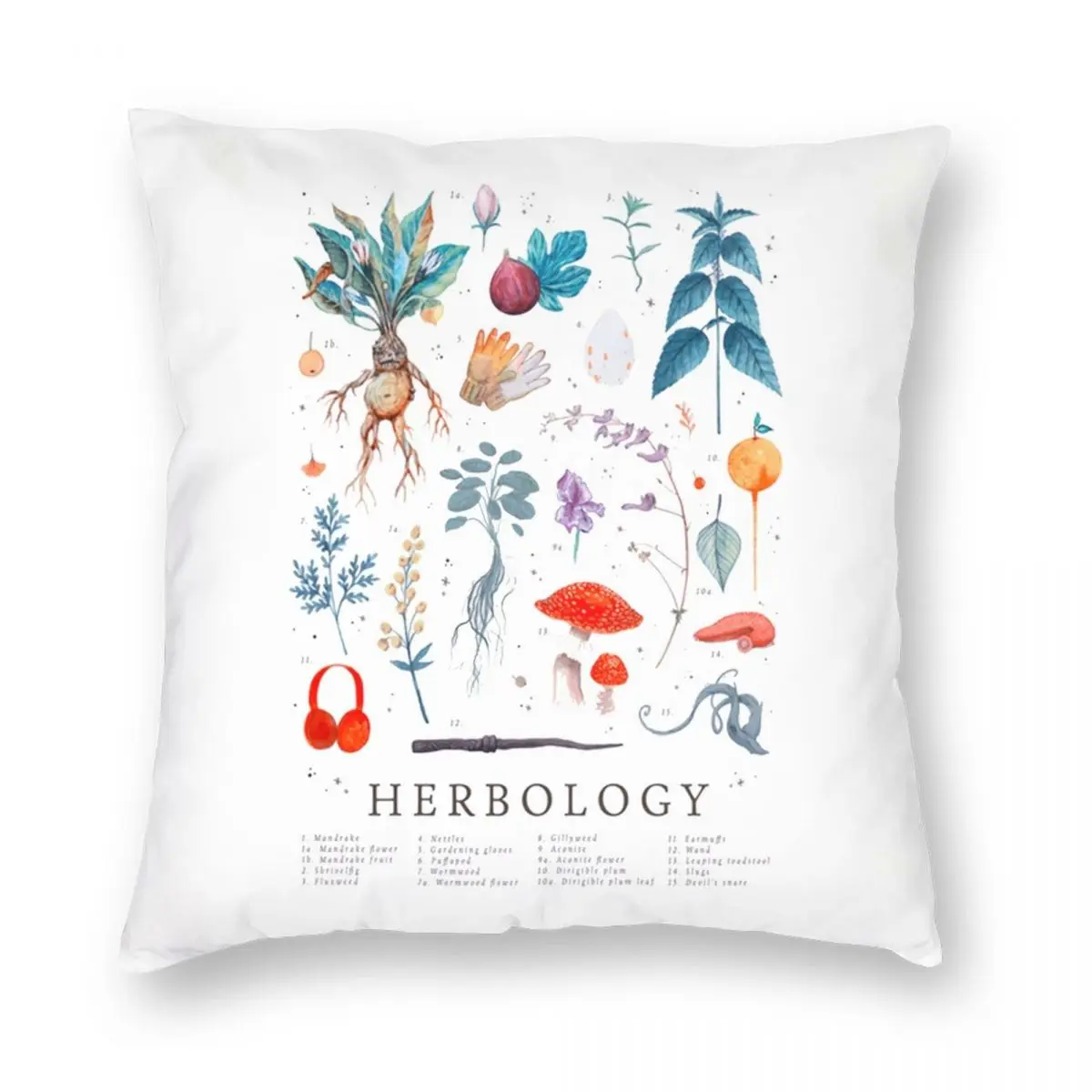 Herbology Harry Plants Pillowcase Polyester Linen Velvet Printed Zip Decor Throw Pillow Case Sofa Cushion Case 45x45