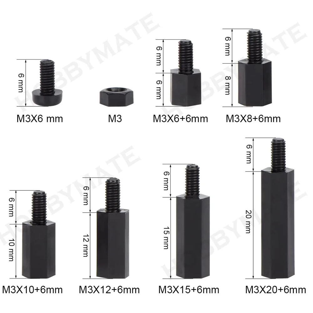 hobbymate 180 шт в ассортименте m3 нейлон