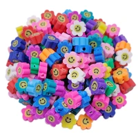 10pcs fruit flower polymer clay beads round soft pottery spacer beads for jewelry making diy bracelet necklace accessories