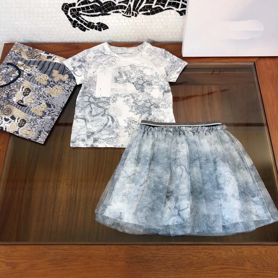 

2021 kids girls fashion summer 2pcs sets lovely lace outfits