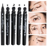 double head eyeliner stamp moon star heart flower black eyeliner pen quick dry liquid waterproof eye liner pencil makeup tslm2