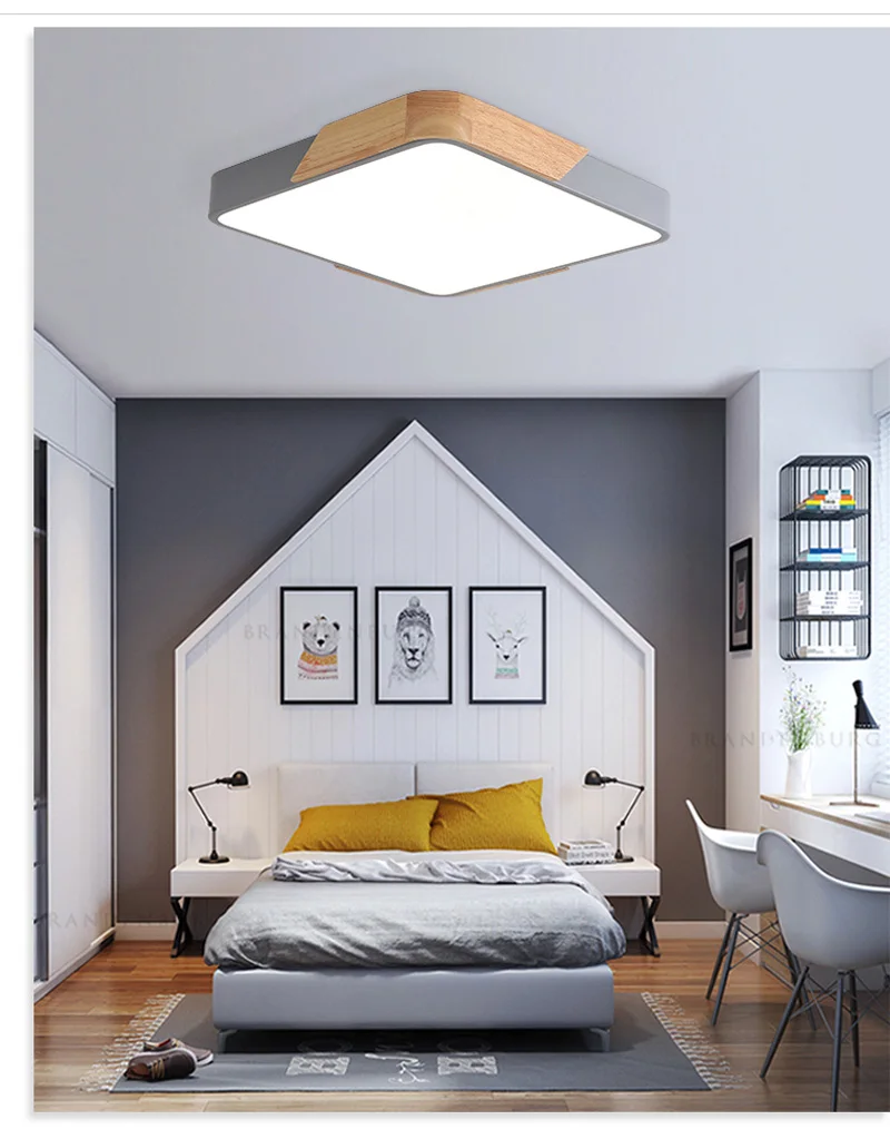 

Living room lamp wood lighting ultra-thin color square led ceiling lamp bedroom lamp modern minimalist dining room lamp