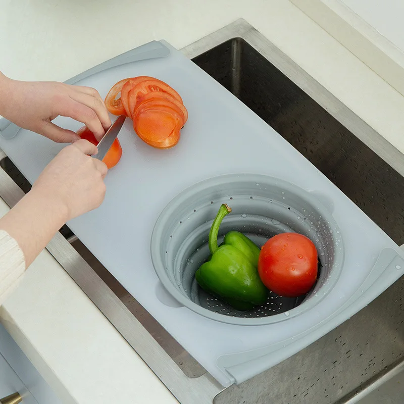Innovative Multi-Functional 3 in 1 Chopping Board Detachable Folding Drain Basket Sink Cutting Kitchen Tools | Дом и сад
