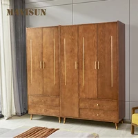 light luxury home bedroom solid wood large capacity storage sliding door wardrobe nordic style small apartment clothes closet