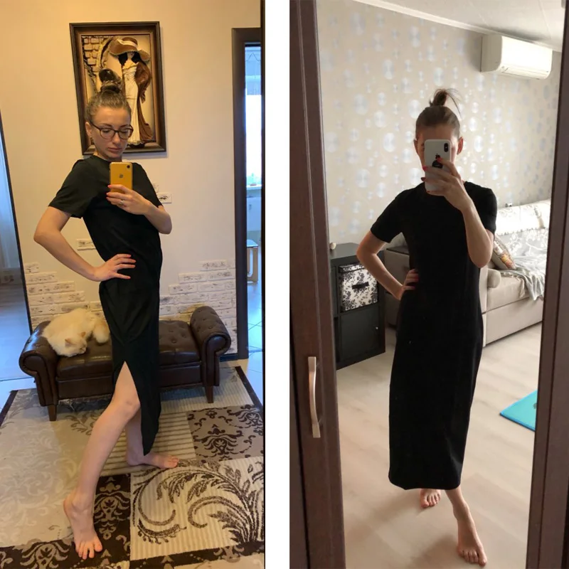 

Maxi T Shirt Dress Women Summer Slit Sexy Beach Boho Elegant Party Casual Vintage Bodycon Black Long Dresses Sundress Plus Size