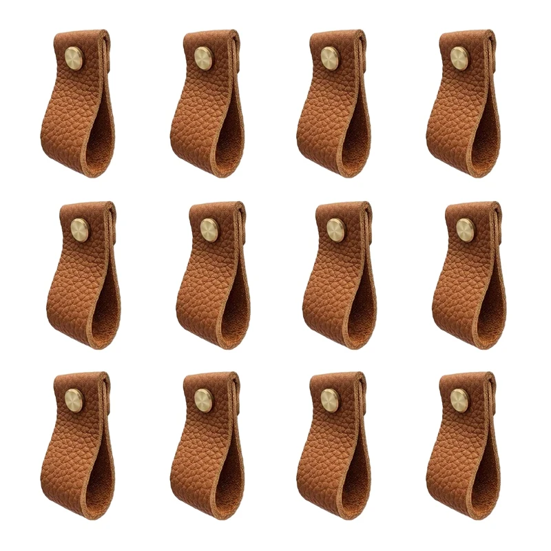 

12 Pcs PU Leather Dresser Knobs For Dresser Drawers Soft Drawer Knobs Replacement Of Metal Cabinet Knobs