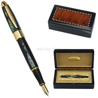 duke 14k gold fountain pen exquisite bright pearl in the dark green sea fine nib 0 5mm gift pen wooden gift box fit collection