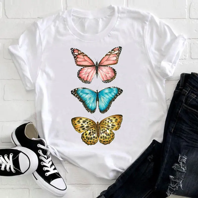 

Women 2021 Feather Bird Short Sleeve Printing Spring Fashion Lady Clothes Print T Shirt Female Tee Top Ladies Graphic T-shirt