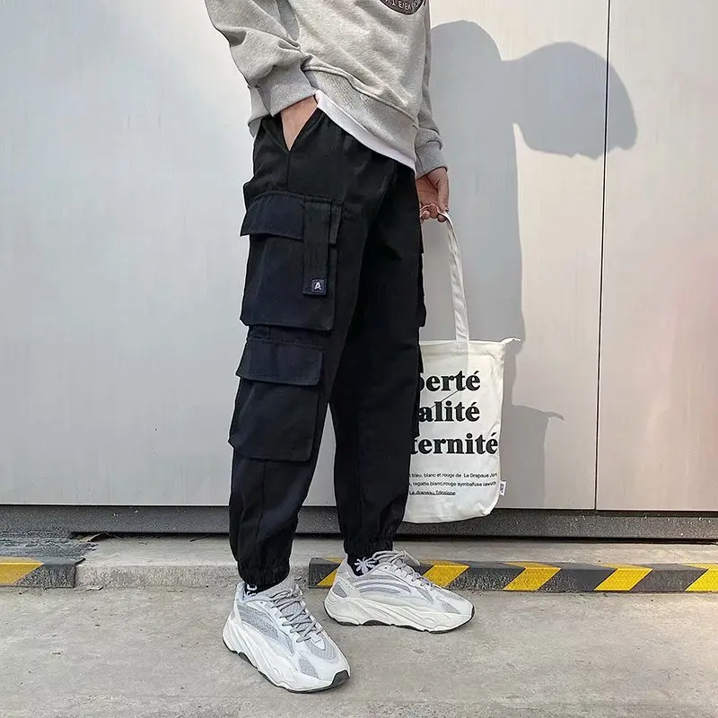 

Fashion Casual 2021 Japanese Streetwear Mens Hip Hop Clothing Joggers Sports Cargo Pants Linen Pockets Trousers for Male
