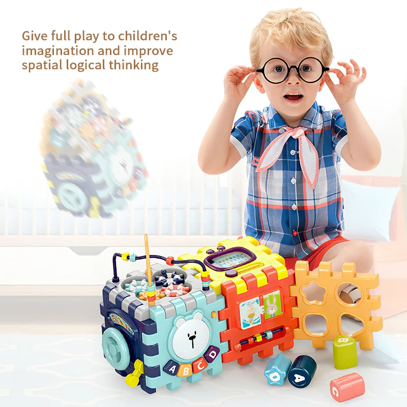 

Children'S Toys Hand Drum Multifunctional Intellectual Cube Toys Drum Puzzle Music Baby Nursery Education Toys With Music Light