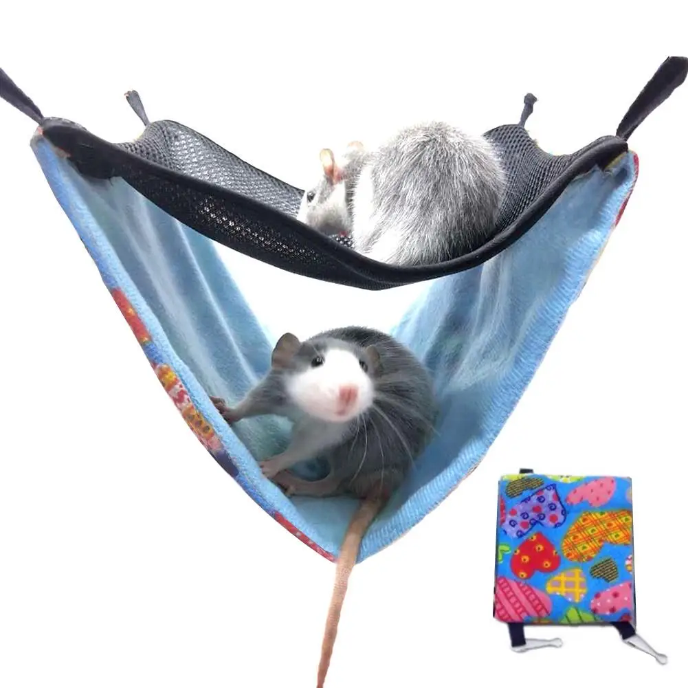 Hamster Hammock Cotton Nest Double Layer Breathable Mesh Hanging Bed Nest for Chinchillas Ferrets Small Pet Cage Accessories