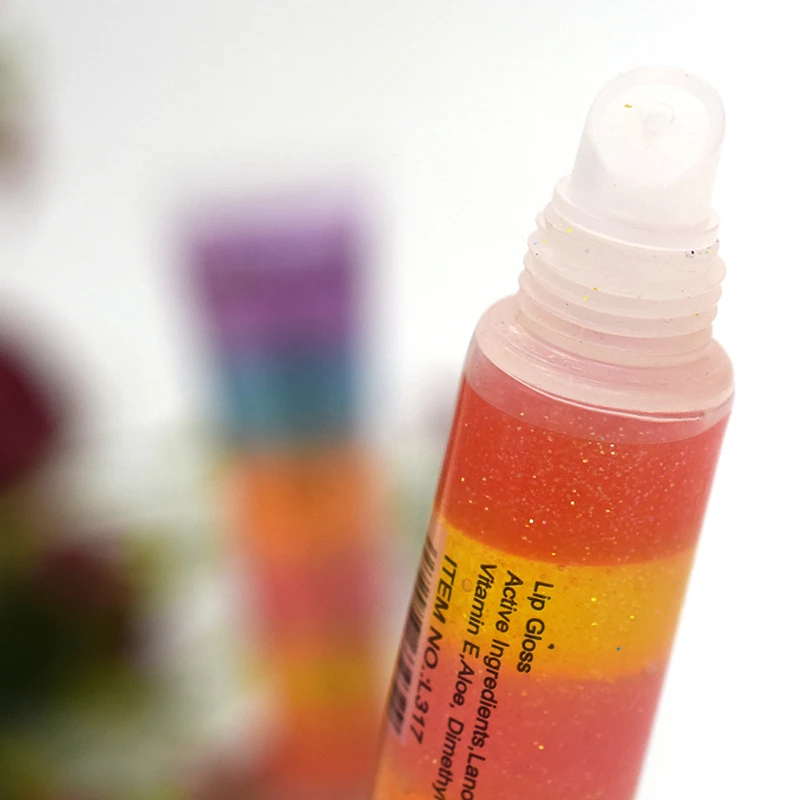 1pc Rainbow Lip Oil Portable Candy Color Plus Peach Heart Love Hose Transparent Colorless Moisturizing Nutritious Gloss | Красота и