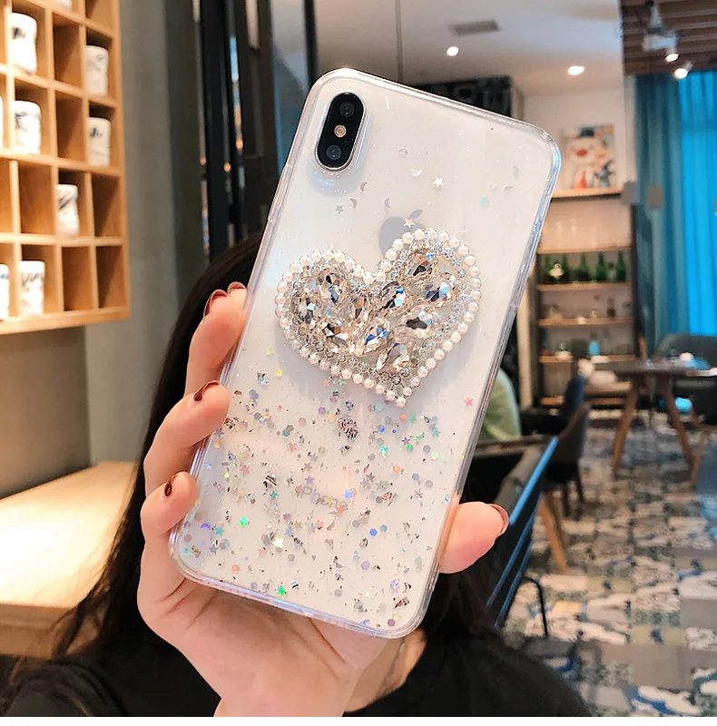 Роскошный модный милый блестящий чехол с кристаллами для Iphone 12 Mini 11 Pro XS Max XR X 8 7 6 6S