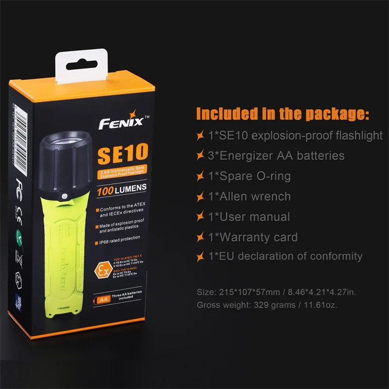 Fenix SE10 Cree XP E2 R3 светодиодный 100 люмен искробезопасный взрывоустойчивый