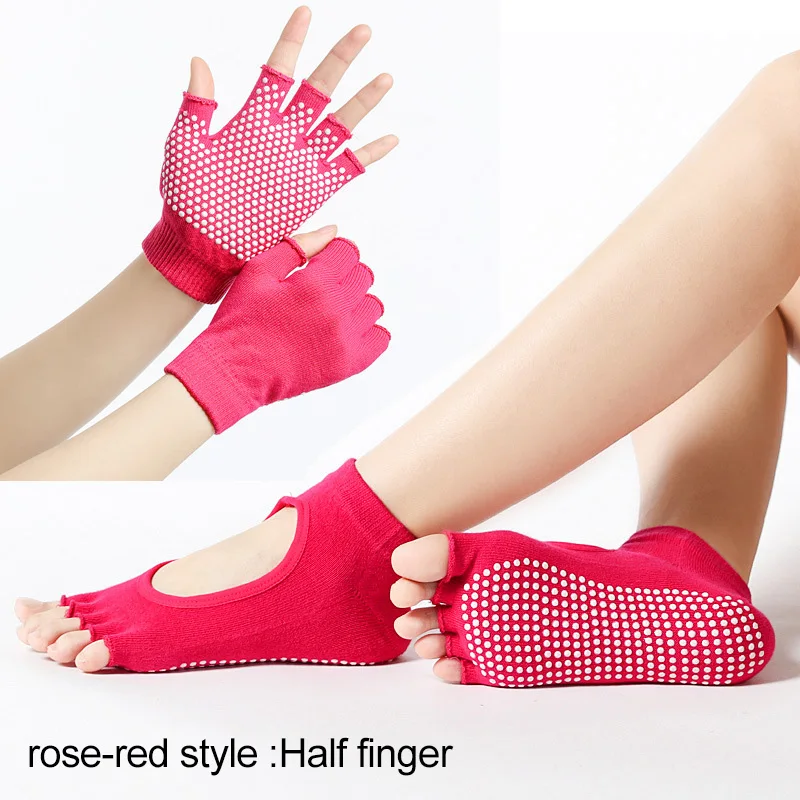 

High Sports Fitness Yoga Socks and Gloves Set Five-toe Anti-skid Breathable Glove Socks Set DOG88