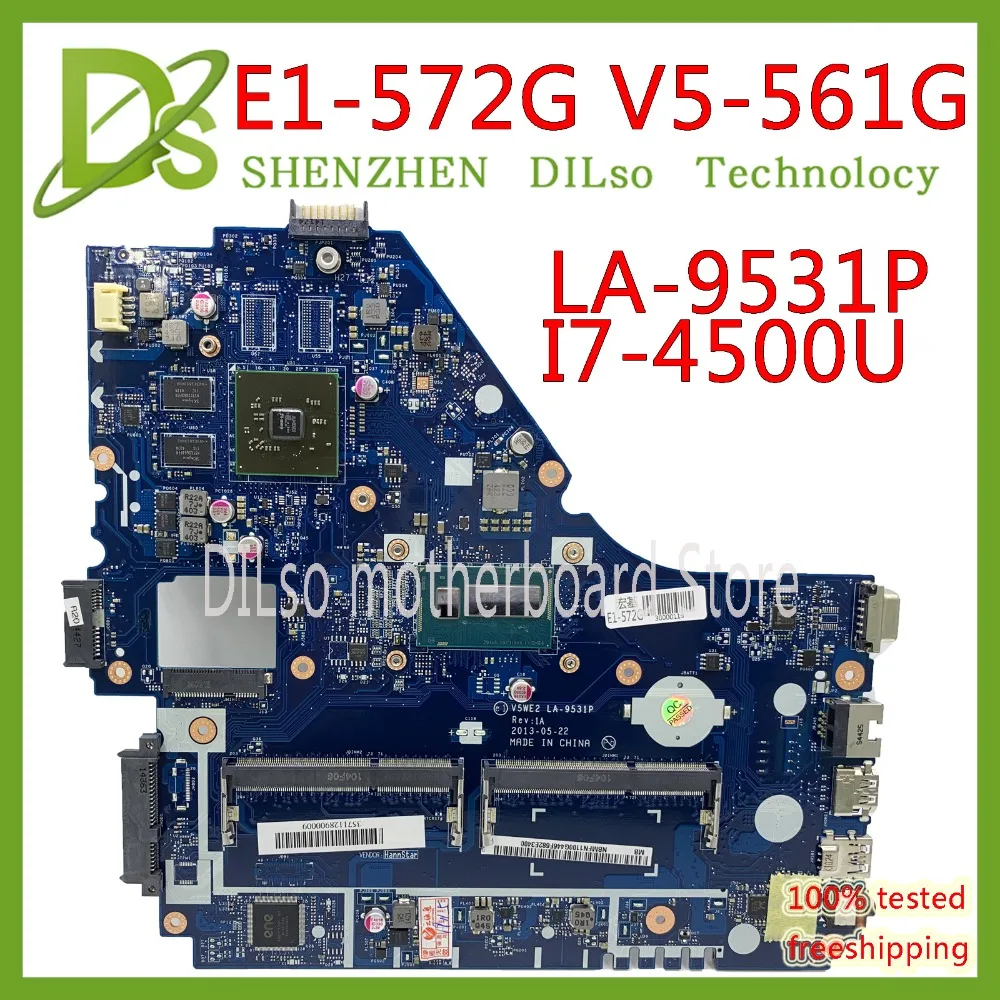 KEFU V5WE2 LA-9531P материнская плата для acer E1-572G E1-572 V5-561G материнская плата LA-9531P I7-4500 Процессор R5 M240 Тесты работы