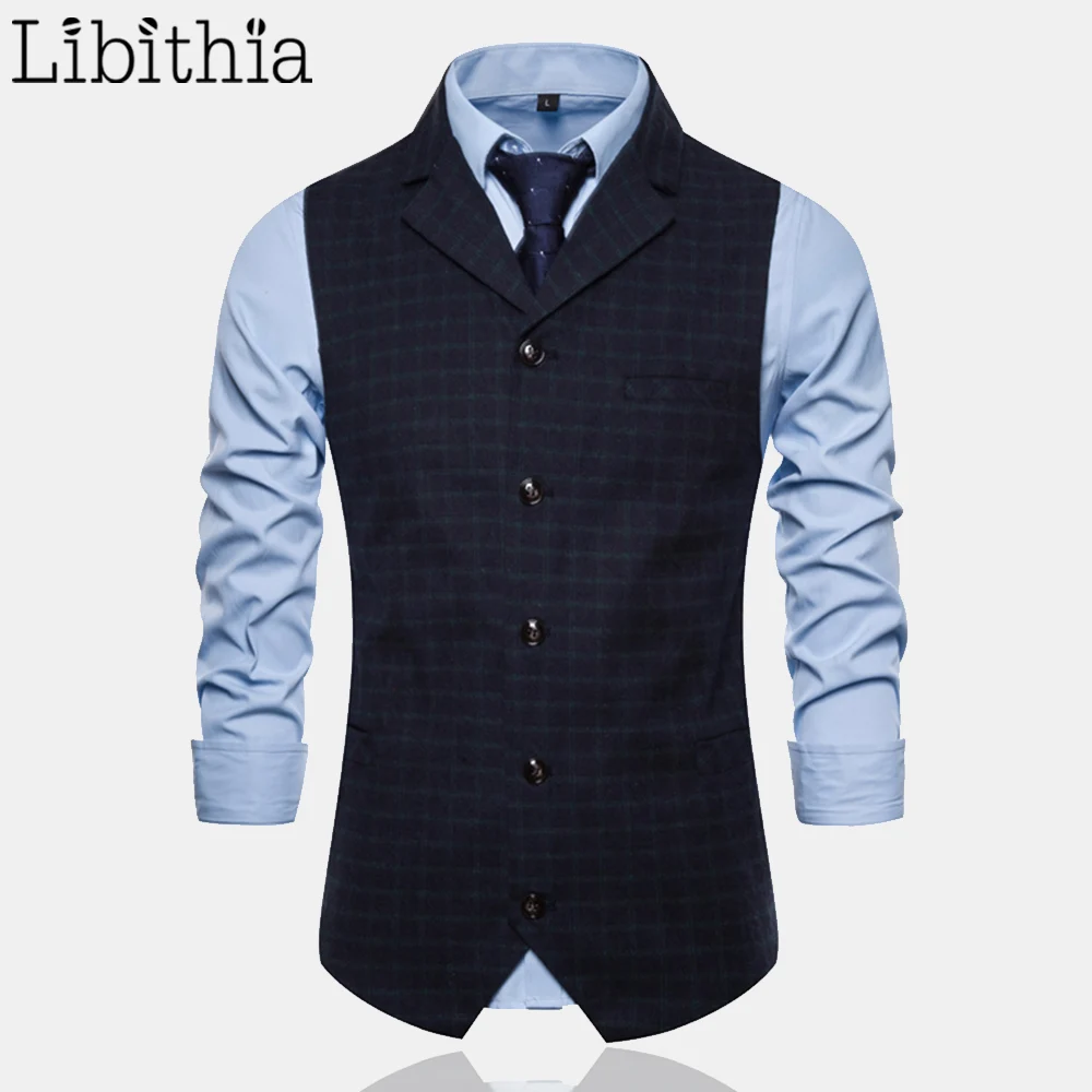 Мужской Клетчатый костюм Libithia жилет одежда для мужчин на осень новинка 2019