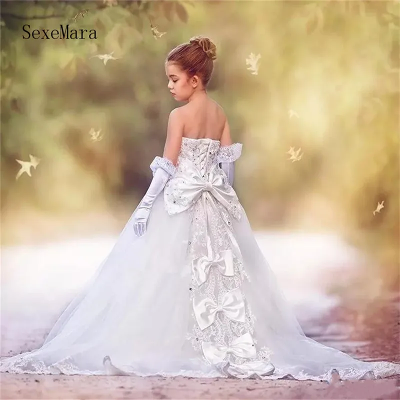 Новые Роскошные платья для девочек с цветами свадеб женское платье первого