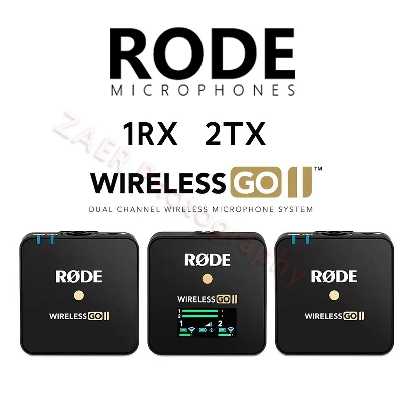 저렴한 Rode-무선 마이크, Go II, 듀얼 채널, RX 2TX 200m 전송 마이크, 핸드폰, DSLR 카메라, 스튜디오 인터뷰 용