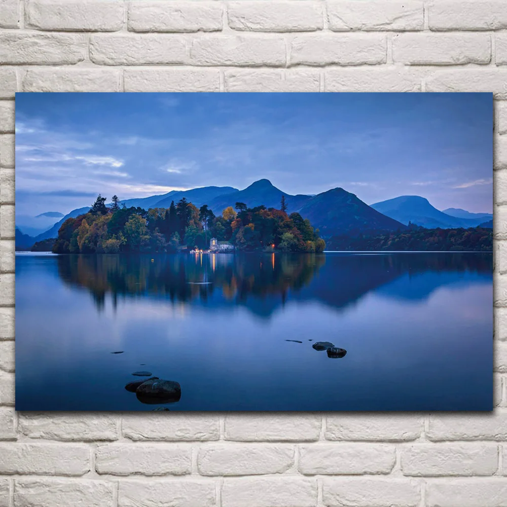 

Beautiful Derwent Island Cumbria England sunset landscape posters on the wall picture home living room decoration bedroom KQ018