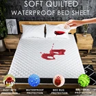 LFH матовый стеганый водонепроницаемый чехол для кровати с искусственной простыней, Стильный чехол для матраса из пеноматериала с защитой от клещей