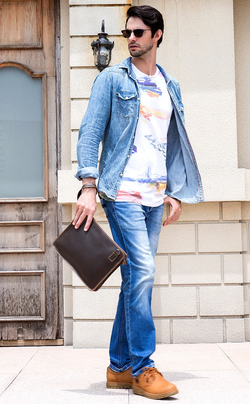 Мужская мини сумка MAHEU черная на плечо из натуральной кожи с плечевым ремнем