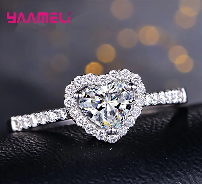 Love Heart Rings Cubic Zircon Midi Knuckle Finger Ring for 925 Sterling Silver Women Wedding Engagement Crystal Jewelry Gift | Украшения и