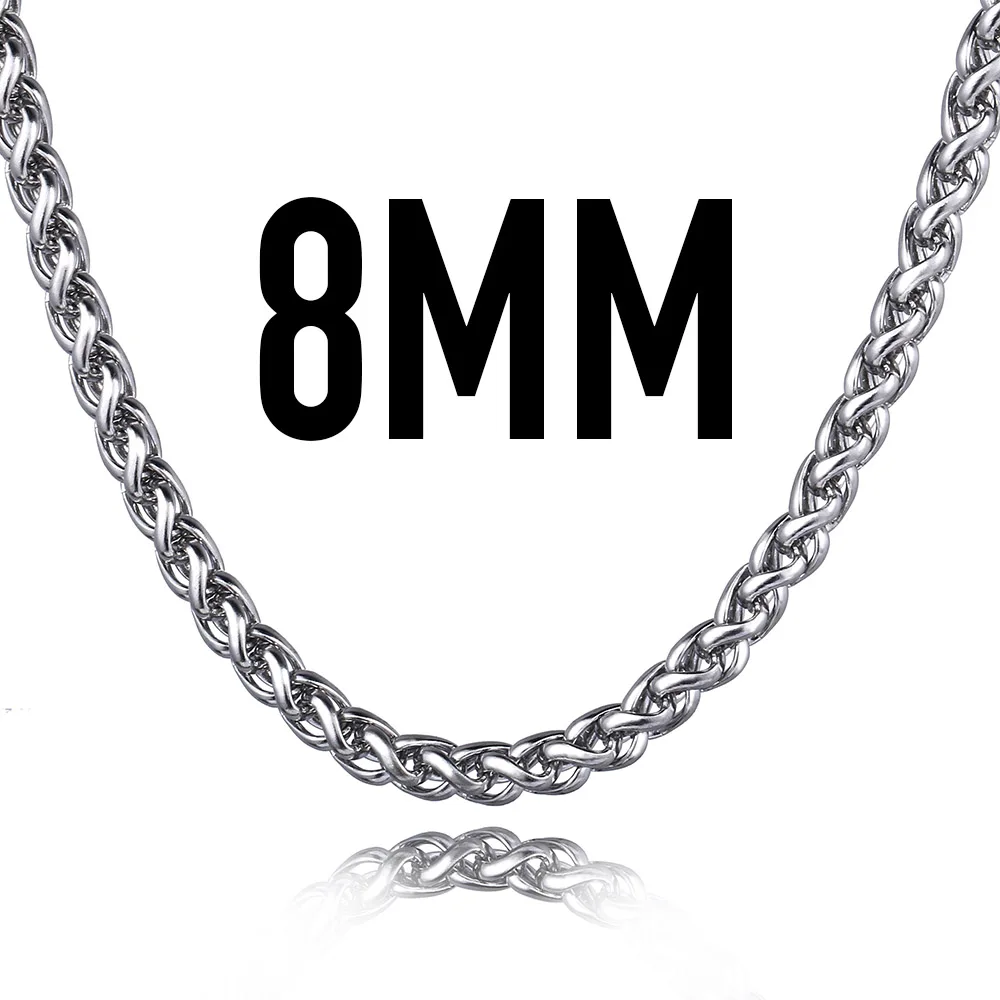 8mm Sliver Davieslee Нержавеющая сталь Цепочки и ожерелья для Для мужчин Пшеница Цепочка 3/4/5/6/8/10 мм Украшения для мужчин Прямая поставка DLKNM11 - Окраска металла: 8mm Sliver